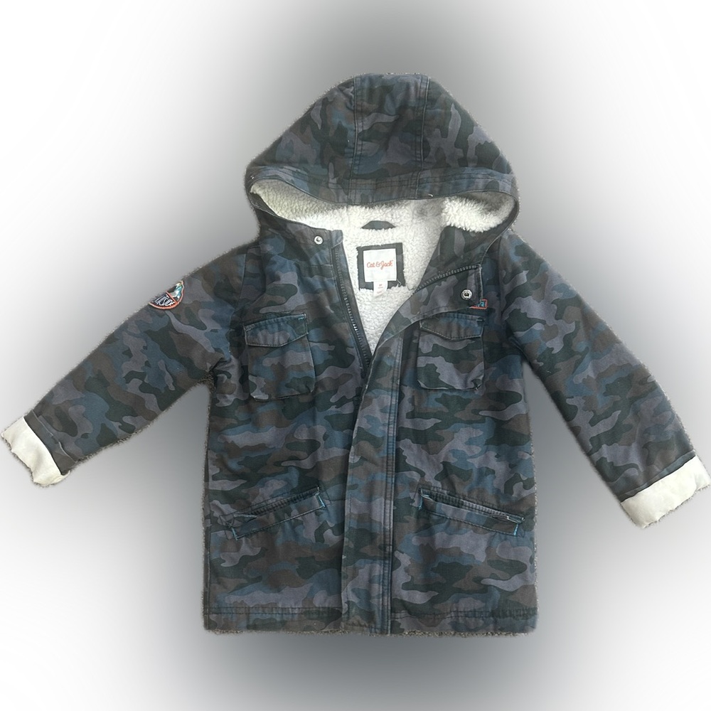 Cat & Jack Blue/Gray/Black Camo Cargo Style Jacket